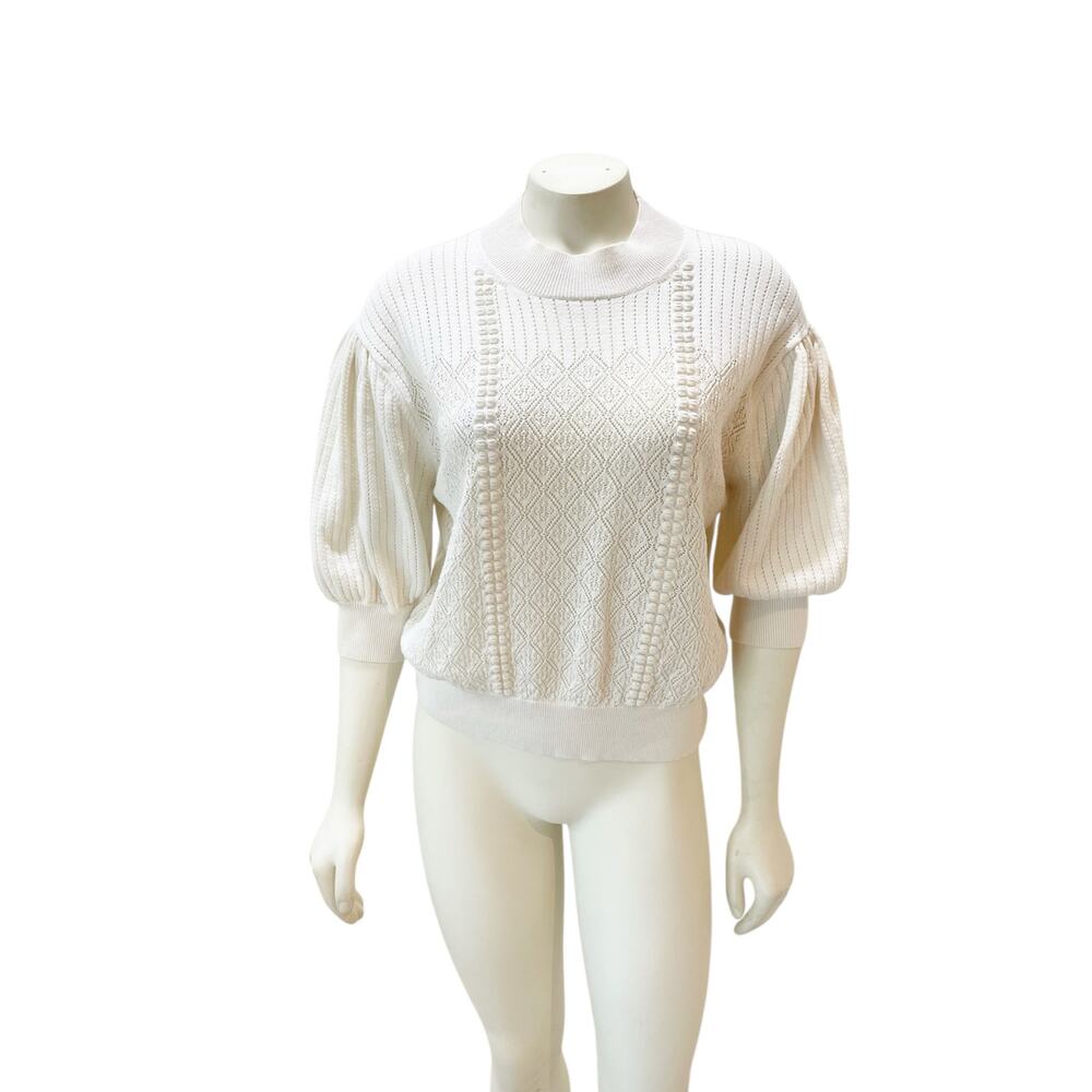 See By Chloe Pointelle wool and cotton sweater white medium